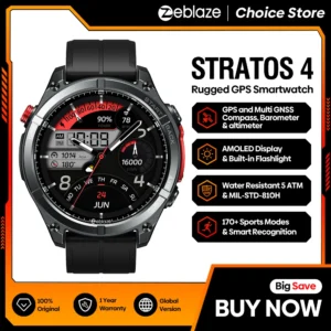 Novo 2025 zeblaze stratos 4 gps smartwatch 1.43 "tela amoled bússola altímetro barométrico lanterna chamada de voz relógio inteligente