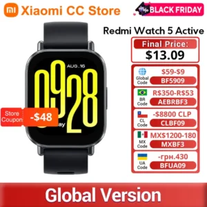 【Marca +】 Versão global Xiaomi Redmi Watch 5 Display ativo de 2 '' Fino a 18 dias de vida útil da bateria Mais de 140 modos de treino Bluetooth